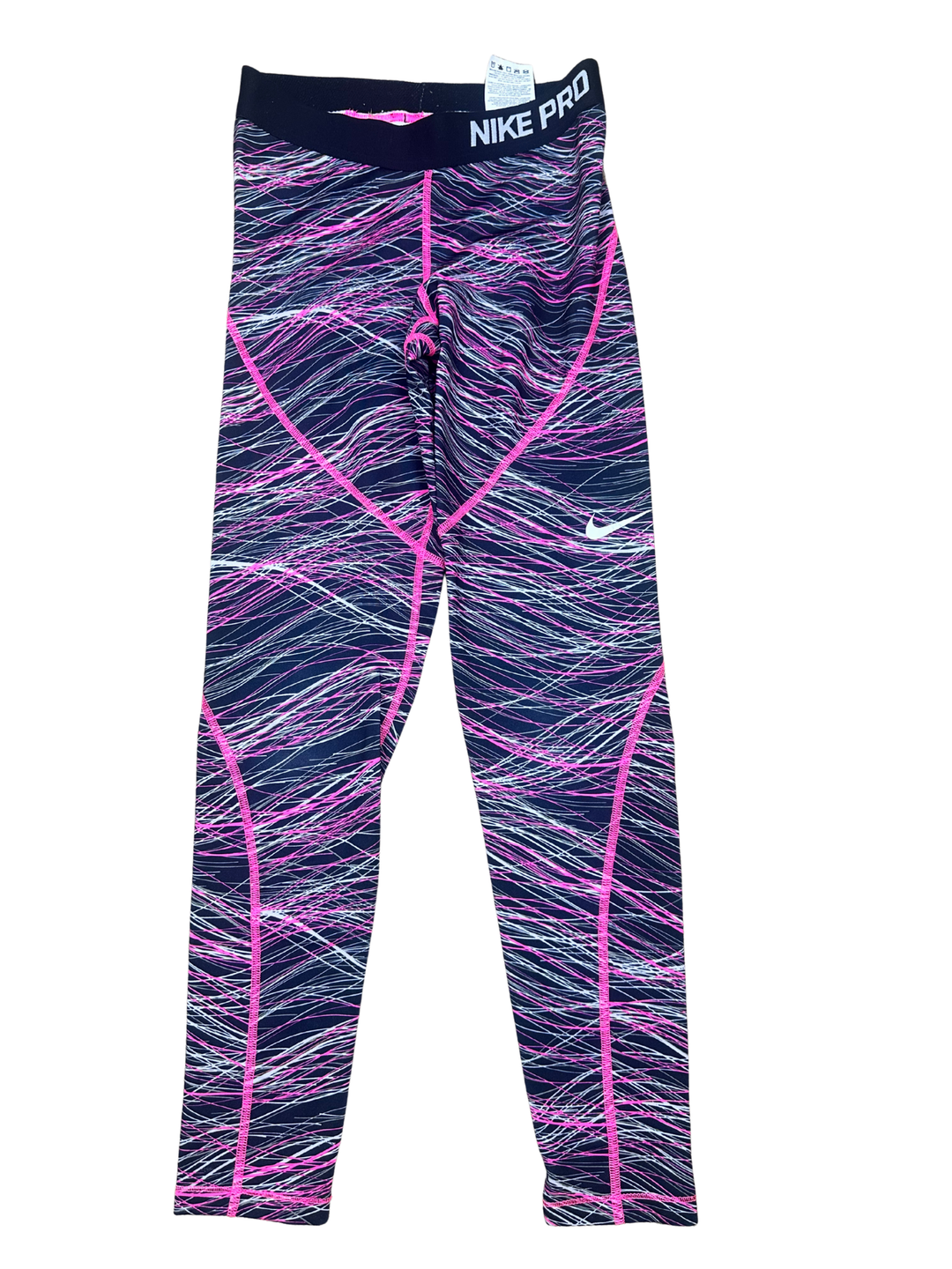 Nike Pro Hyperwarm Black and pink Compression Leggings Girls Size L
