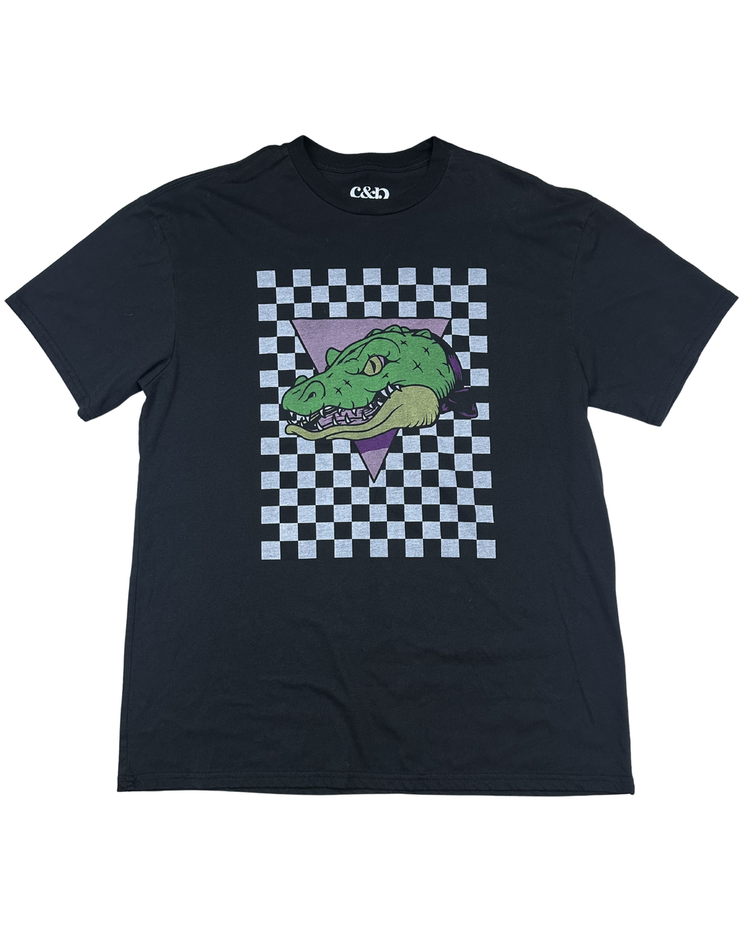 C&P Branded Alligator Checkered Graphic T-Shirt (Large)