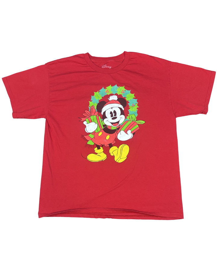 Disney Mickey Mouse Christmas Wreath Graphic T-Shirt (XL)