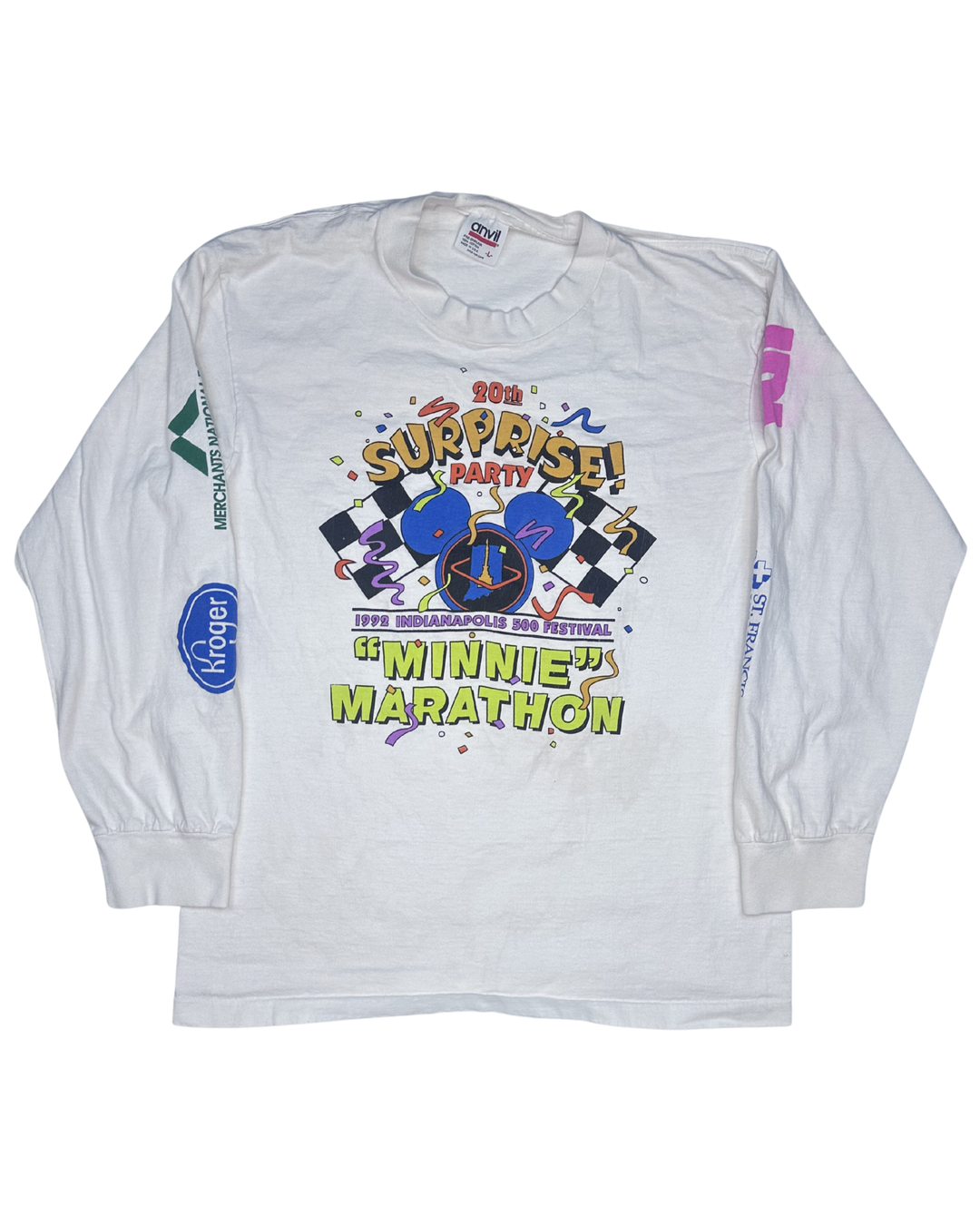 Indianapolis 500 Minnie Marathon 20th Surprise Party Long Sleeve T-Shirt (Large)