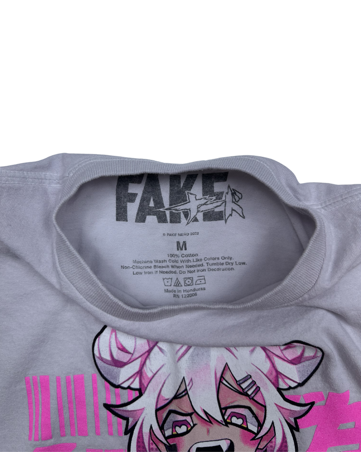 Fake Nerd Anime Girl Dip-Dye Graphic T-Shirt (medium)