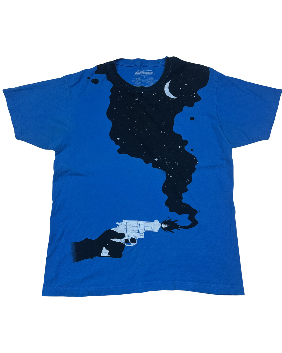 Design By Humans Night Sky Revolver Art Graphic T-Shirt (Large)