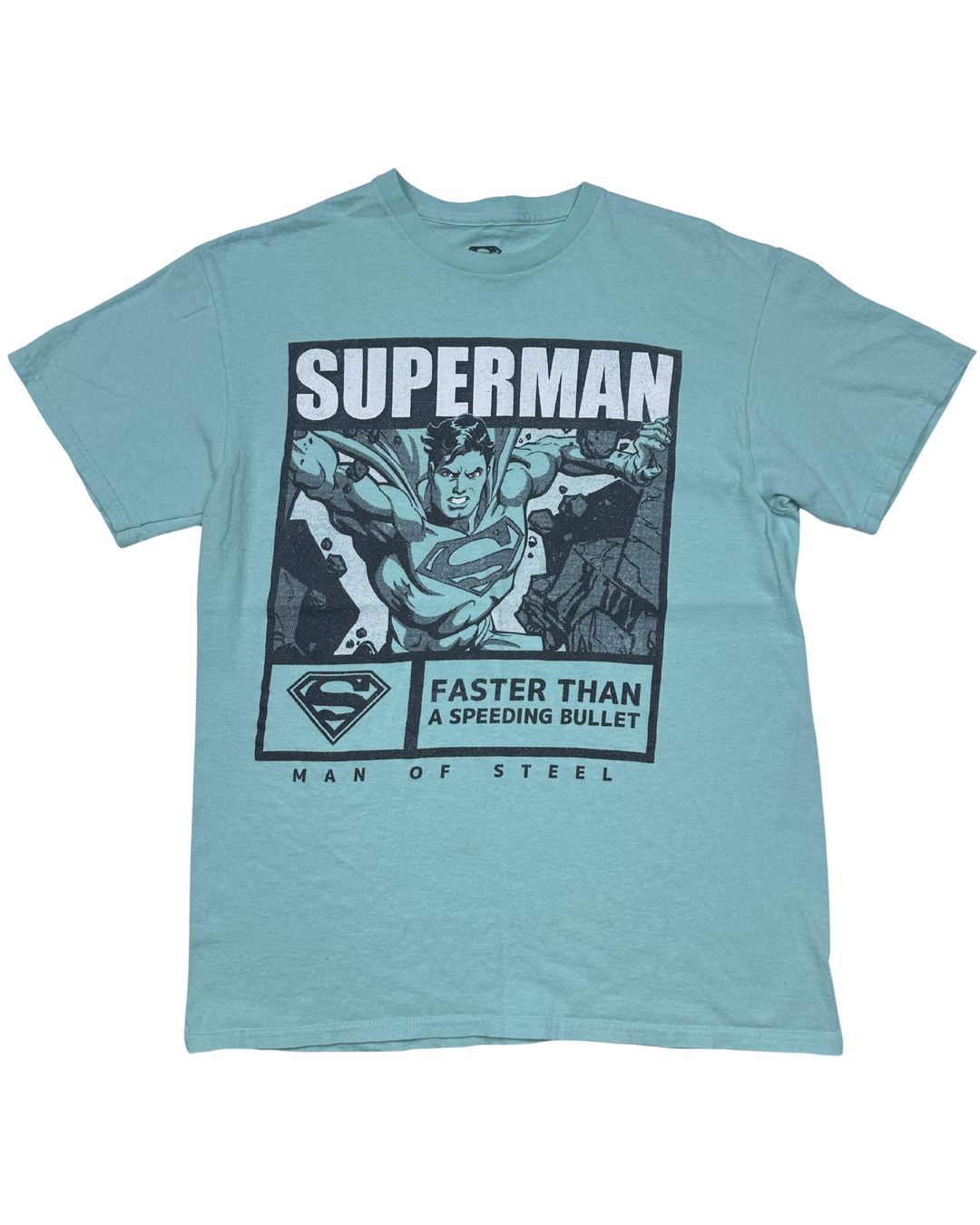 Superman Faster Than A Speeding Bullet Man of Steel Graphic T-Shirt (Medium)