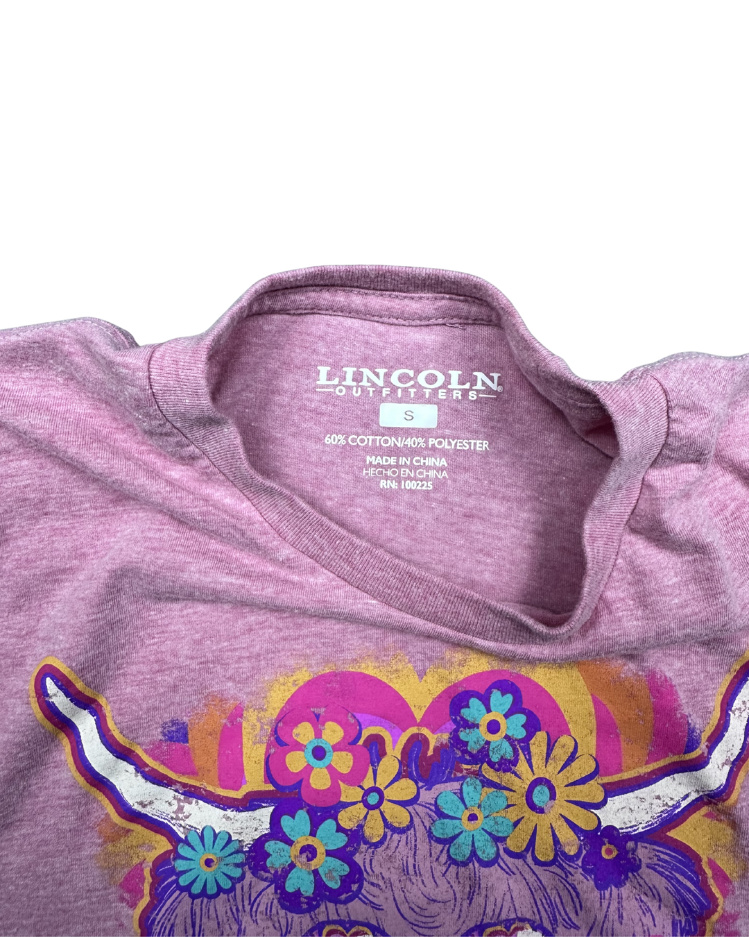 Lincoln Outfitters Psychedelic Highland Cow Graphic T-Shirt (Small)