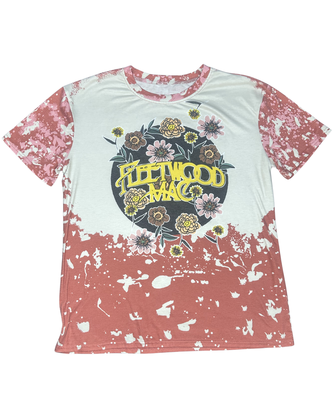 Fleetwood Mac Floral Bleach Graphic T-Shirt (Large)