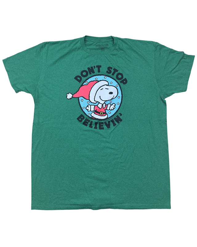 Peanuts Snoopy Don't Stop Believin' Christmas Graphic T-Shirt (2XL)