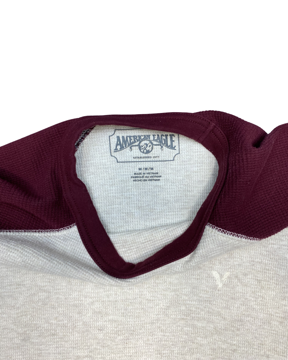American Eagle Outfitters Thermal Henley Long Sleeve T-Shirt (Medium)