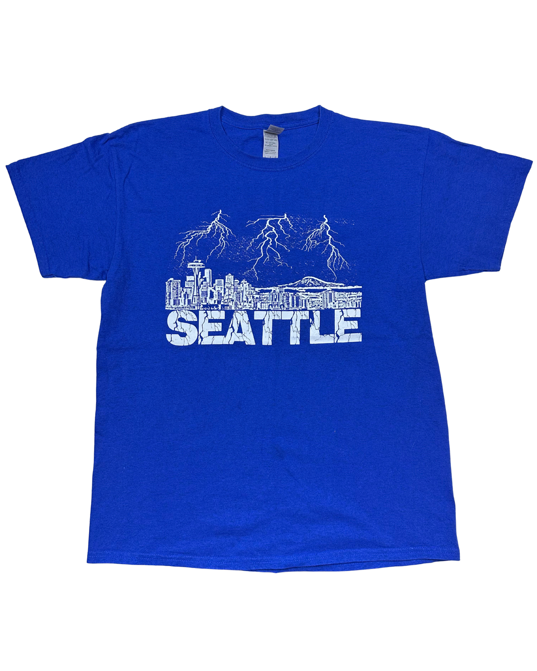 Seattle Skyline Lightning Graphic T-Shirt (large)