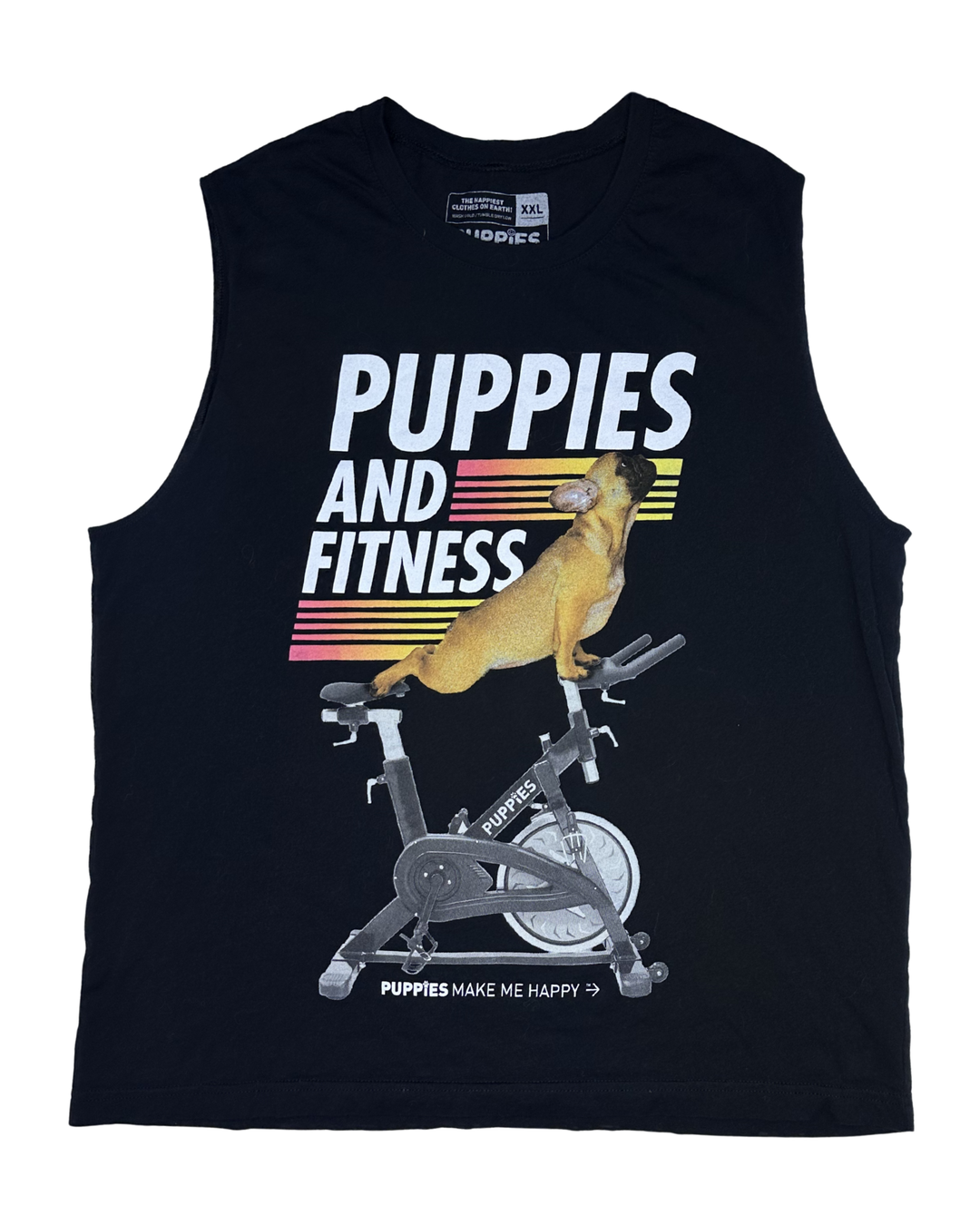 Puppies Make Me Happy Puppies and Fitness Muscle Tank (XXL)