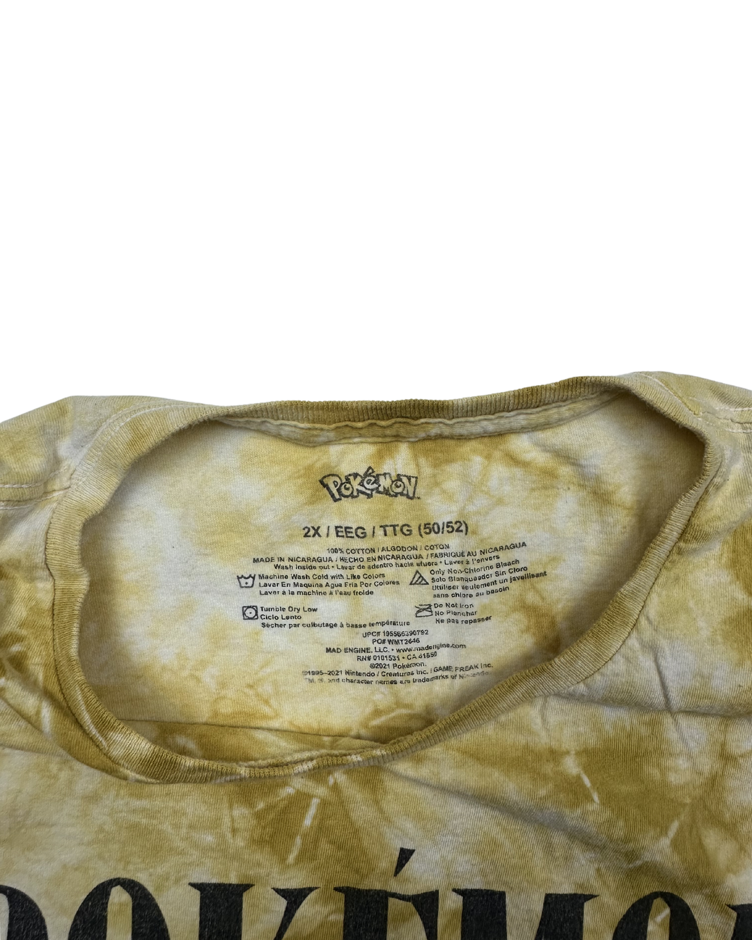 Pokemon Characters Tie-Dye Graphic T-Shirt (2x)