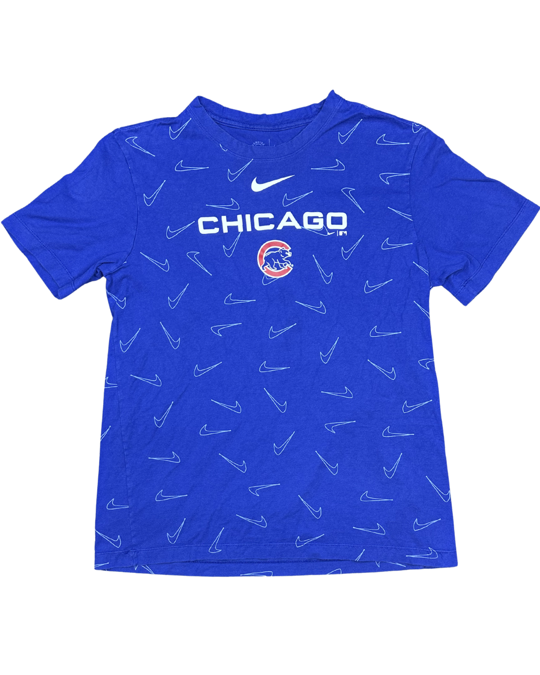 Nike Chicago Cubs MLB Allover Swoosh Print T-Shirt (Medium)