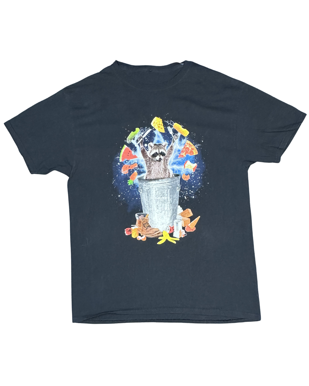 Raccoon Trash Panda Snack Attack Graphic T-Shirt (Large)