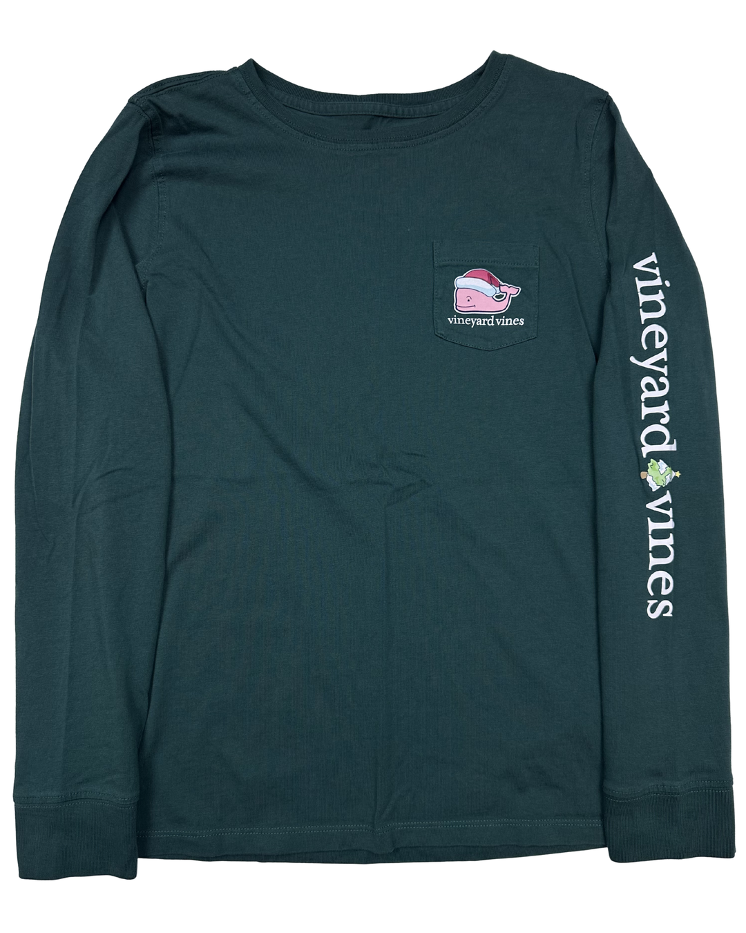 Vineyard Vines Merry Christmas Santa Whale Long Sleeve Pocket T-Shirt (XS)