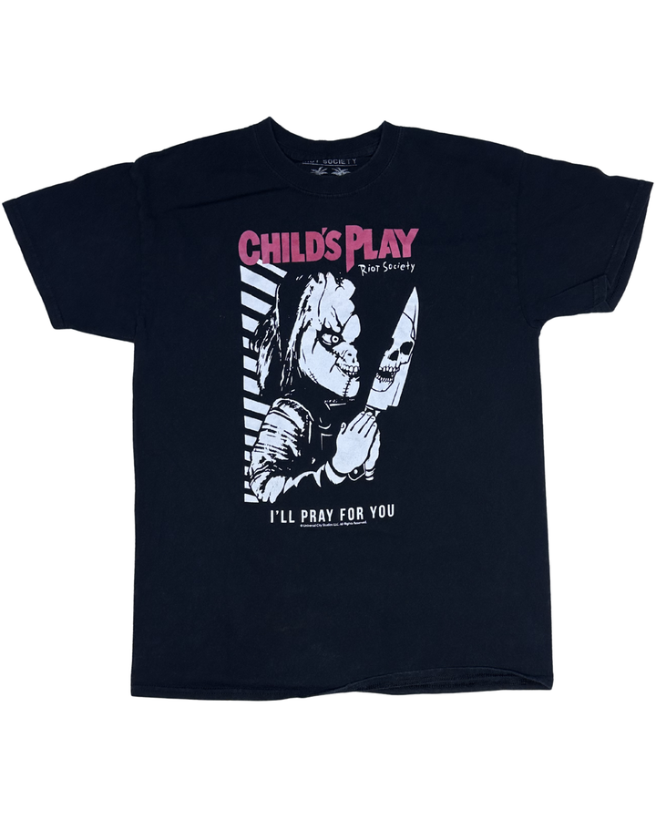 Child's Play Chucky "I'll Pray for You" Riot Society T-Shirt (Medium)