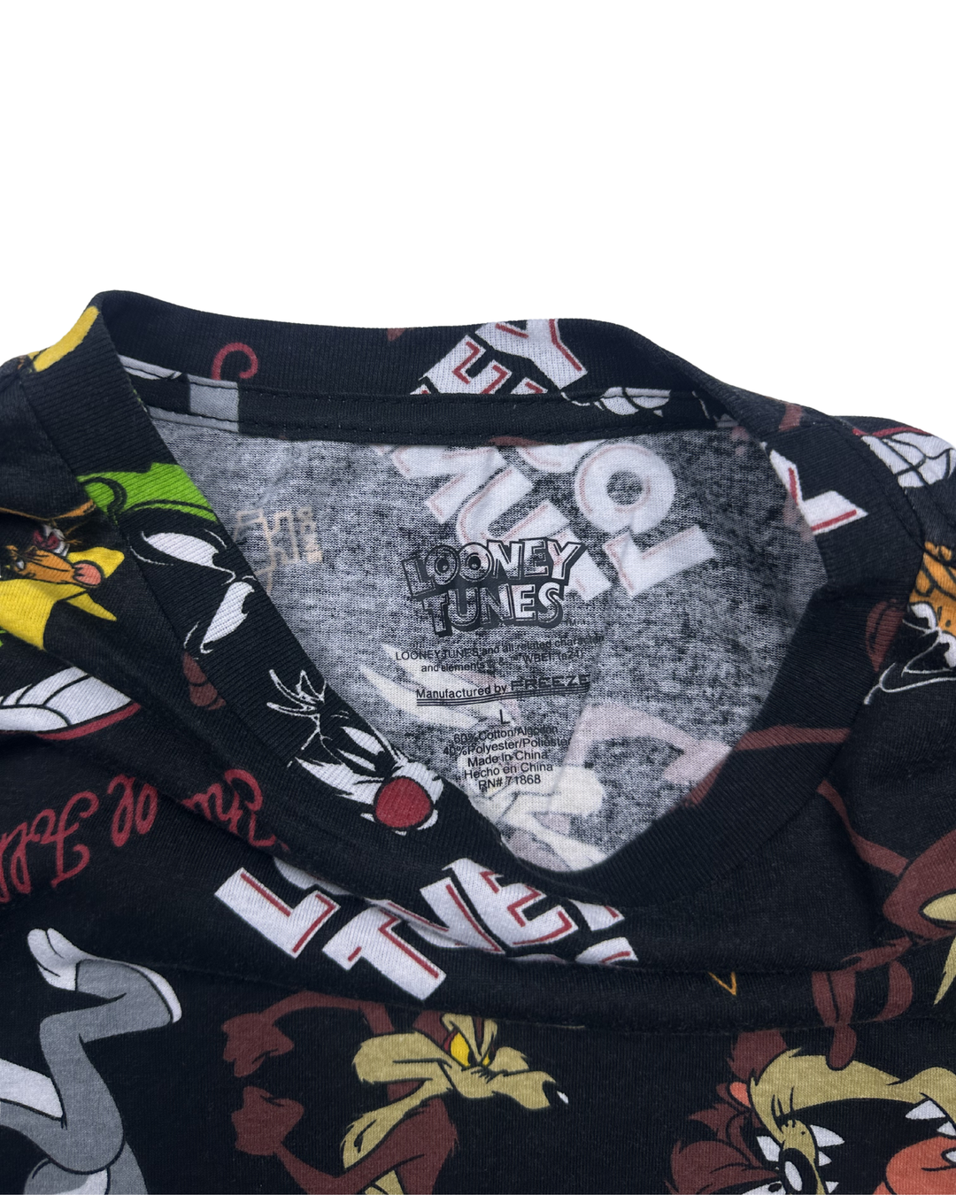 Looney Tunes All-Over Character Print Graphic T-Shirt (Large)