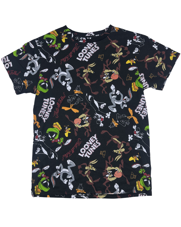 Looney Tunes All-Over Character Print Graphic T-Shirt (Large)