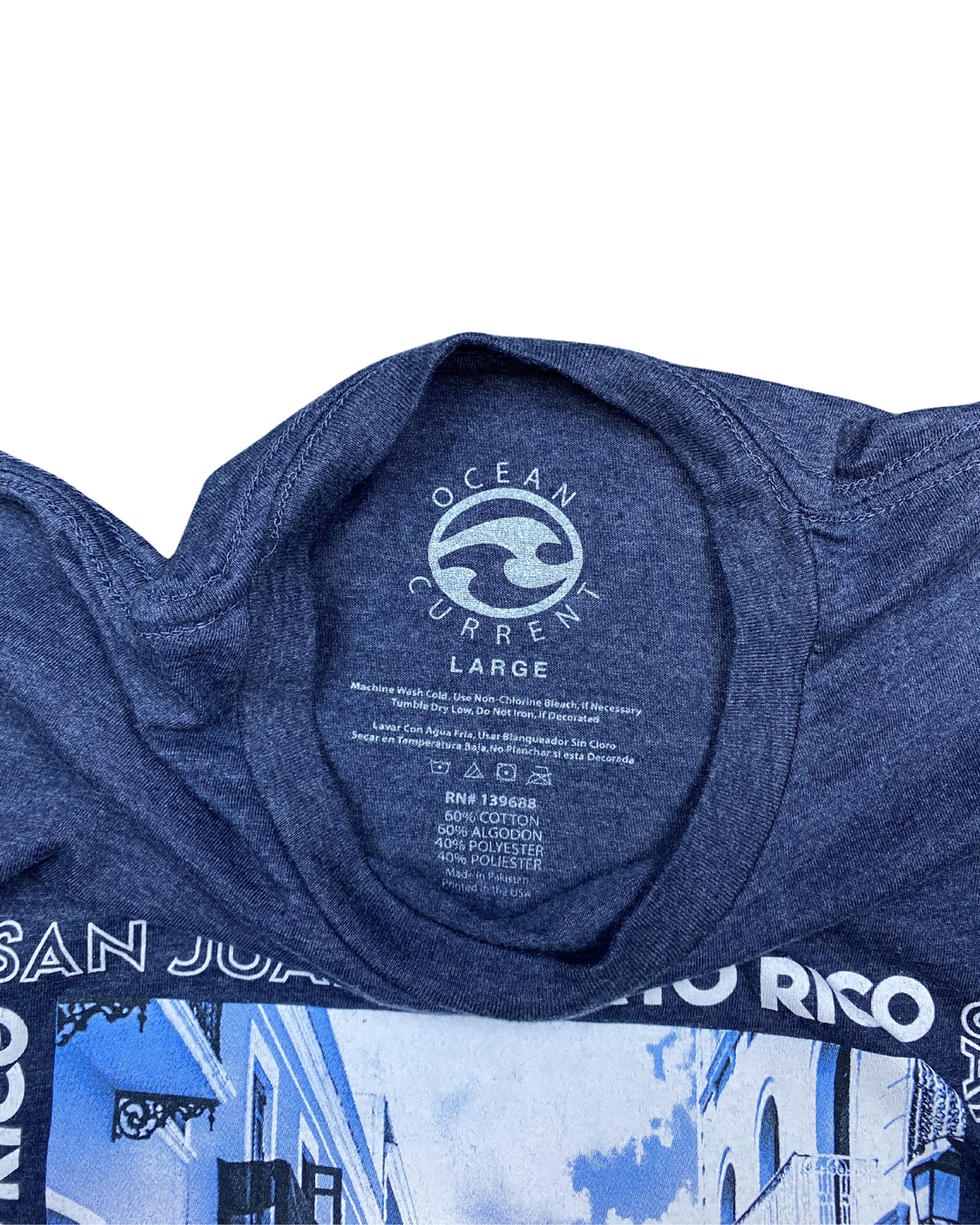 Ocean Current San Juan Puerto Rico Graphic T-Shirt (Large)