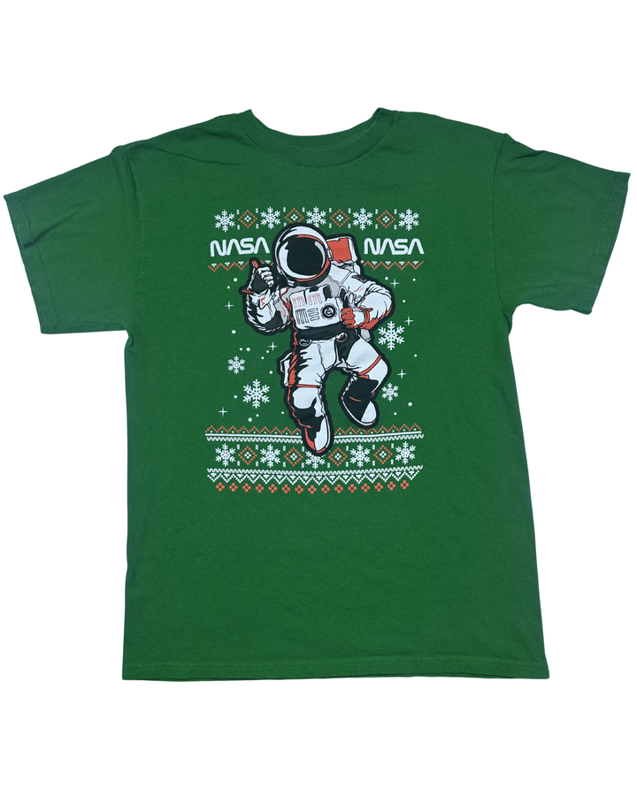 NASA Astronaut Christmas Graphic T-Shirt (Medium)