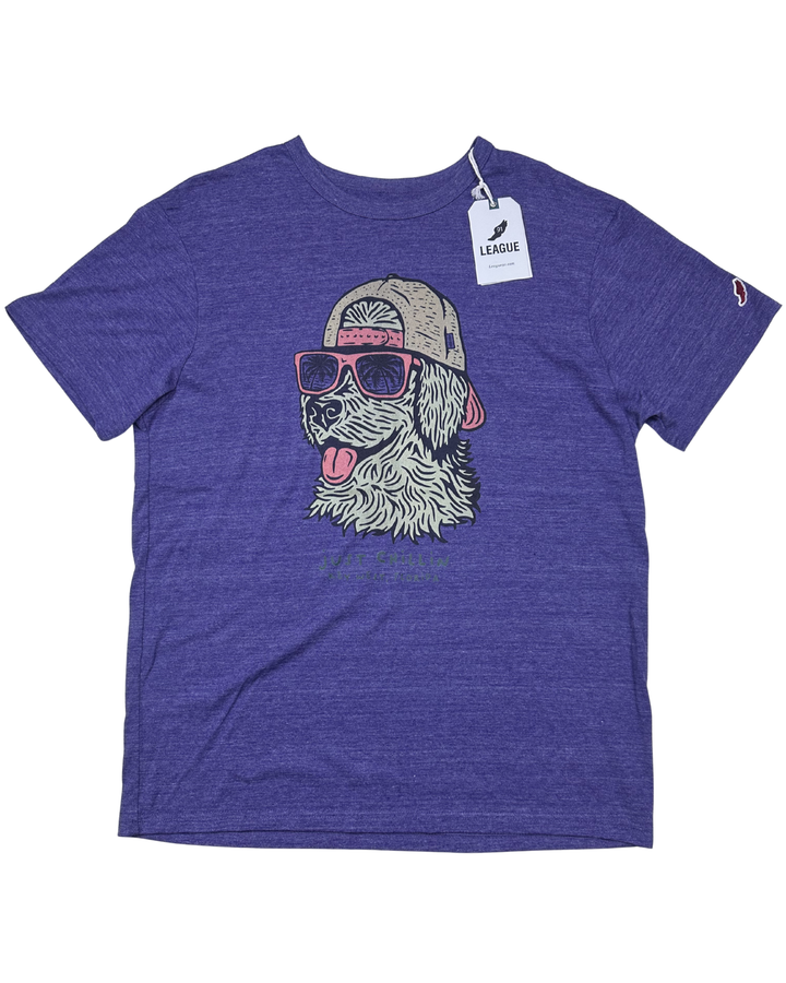 League Cool Dog with Sunglasses Graphic T-Shirt (Large)