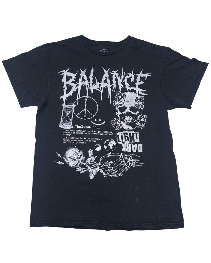 Balance Dark Night Streetwear Skull Graphic T-Shirt (medium)