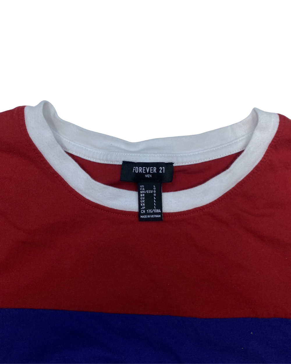 Forever 21 Red White and Blue Colorblock T-Shirt (Medium)