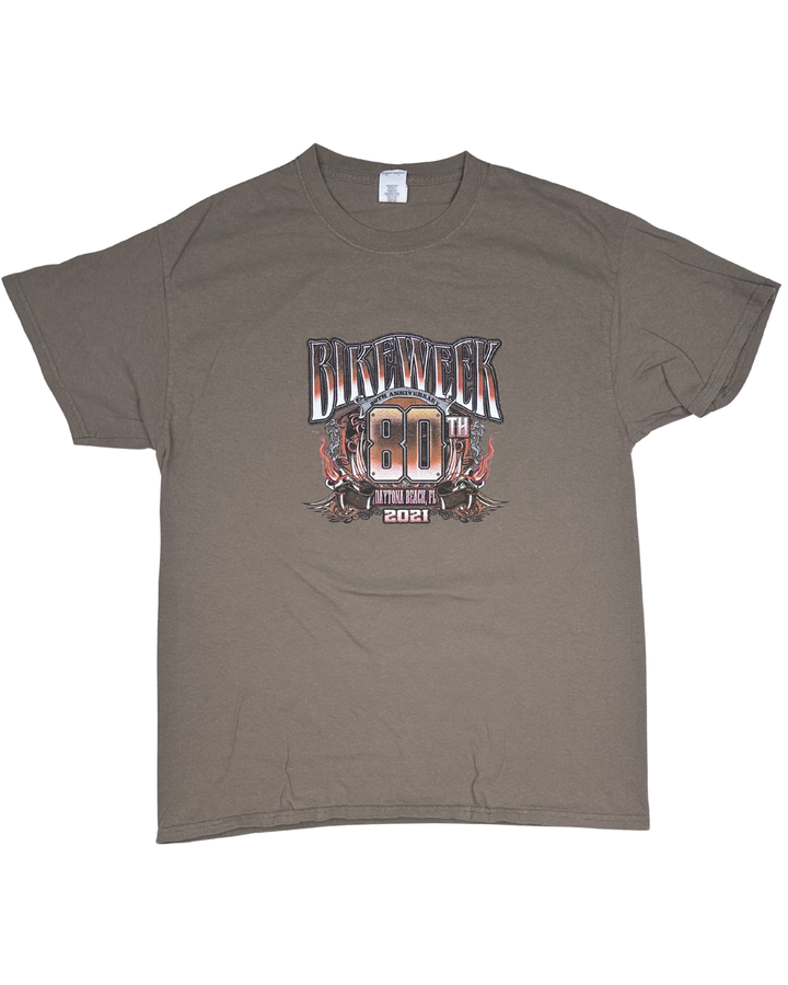 Daytona Beach Bike Week 80th Anniversary 2021 T-Shirt (Large)