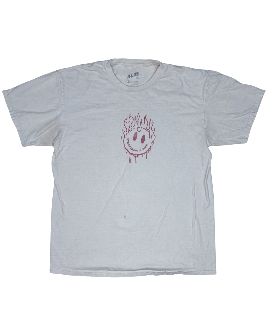 A-Lab Everything Is Okay Melting Smiley Graphic T-Shirt (Large)
