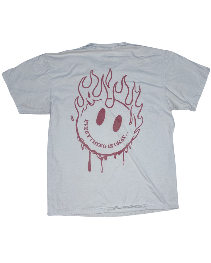 A-Lab Everything Is Okay Melting Smiley Graphic T-Shirt (Large)