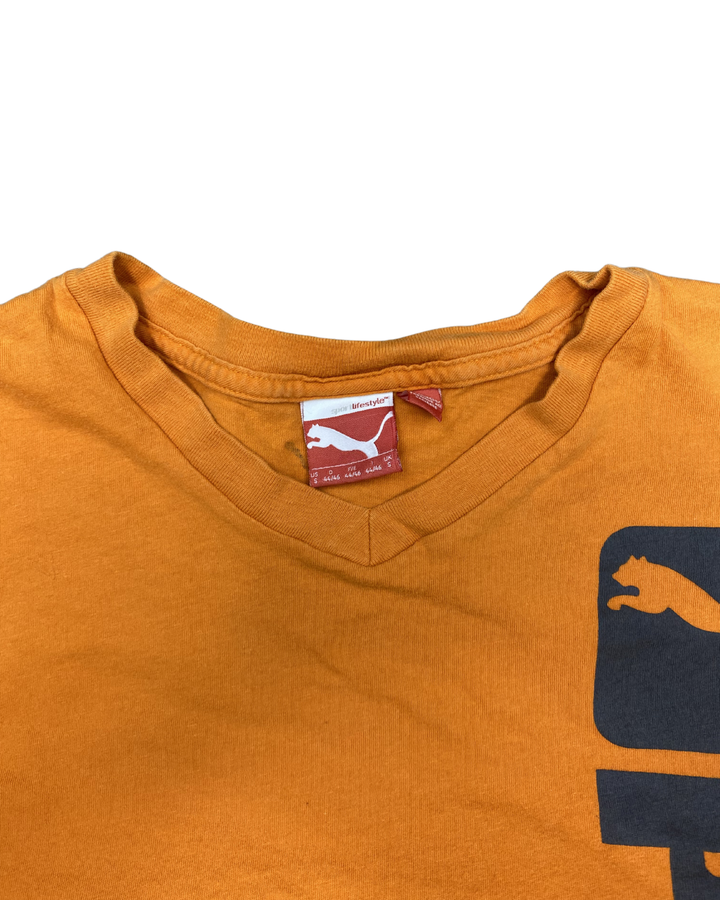 Puma Vertical Logo V-Neck T-Shirt (Medium)