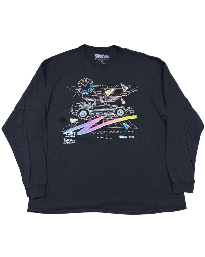 Back to the Future 1.21 Gigawatts DeLorean Graphic Long Sleeve T-Shirt (2XL)