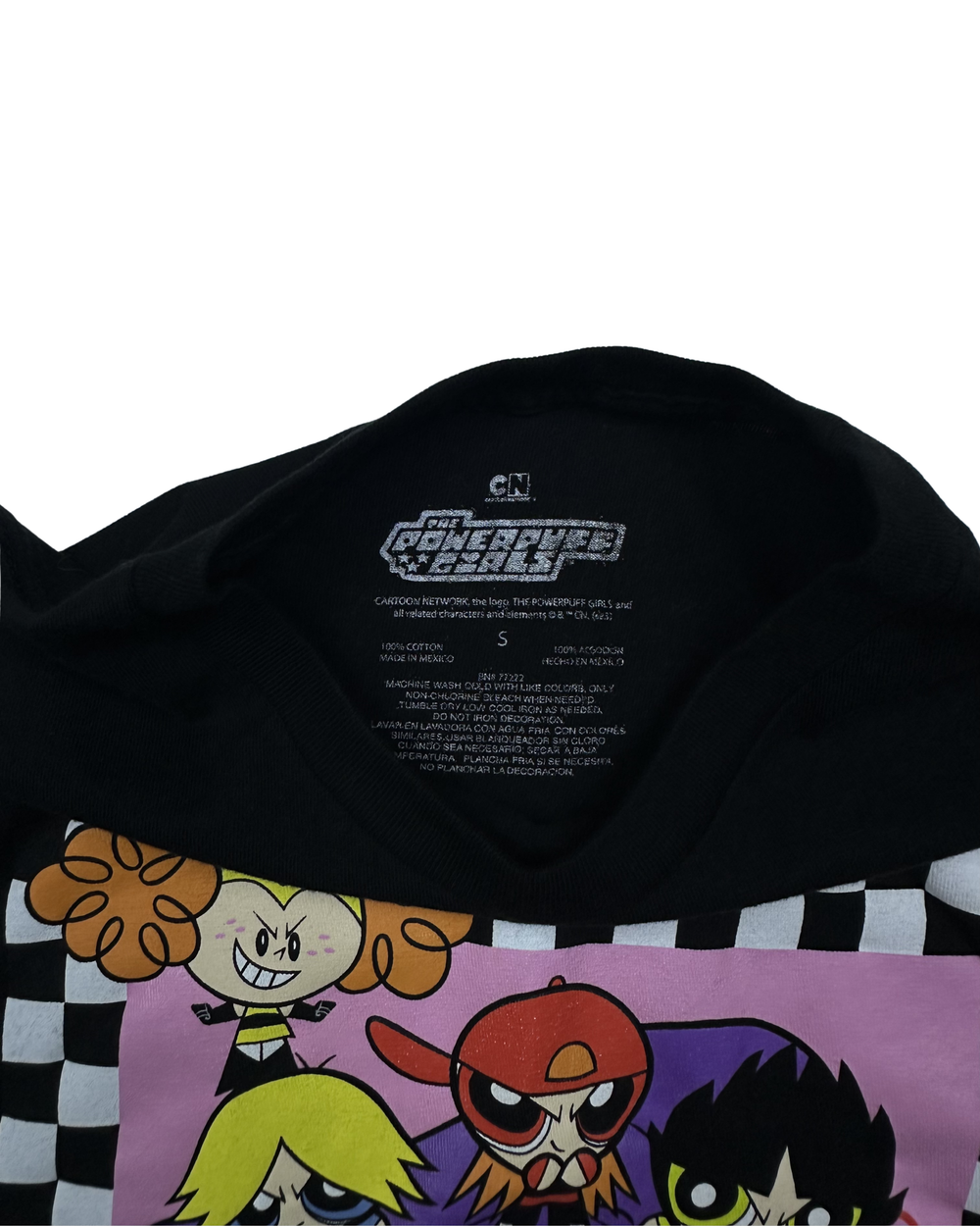 Powerpuff Girls Characters Checkered Graphic T-Shirt (Small)