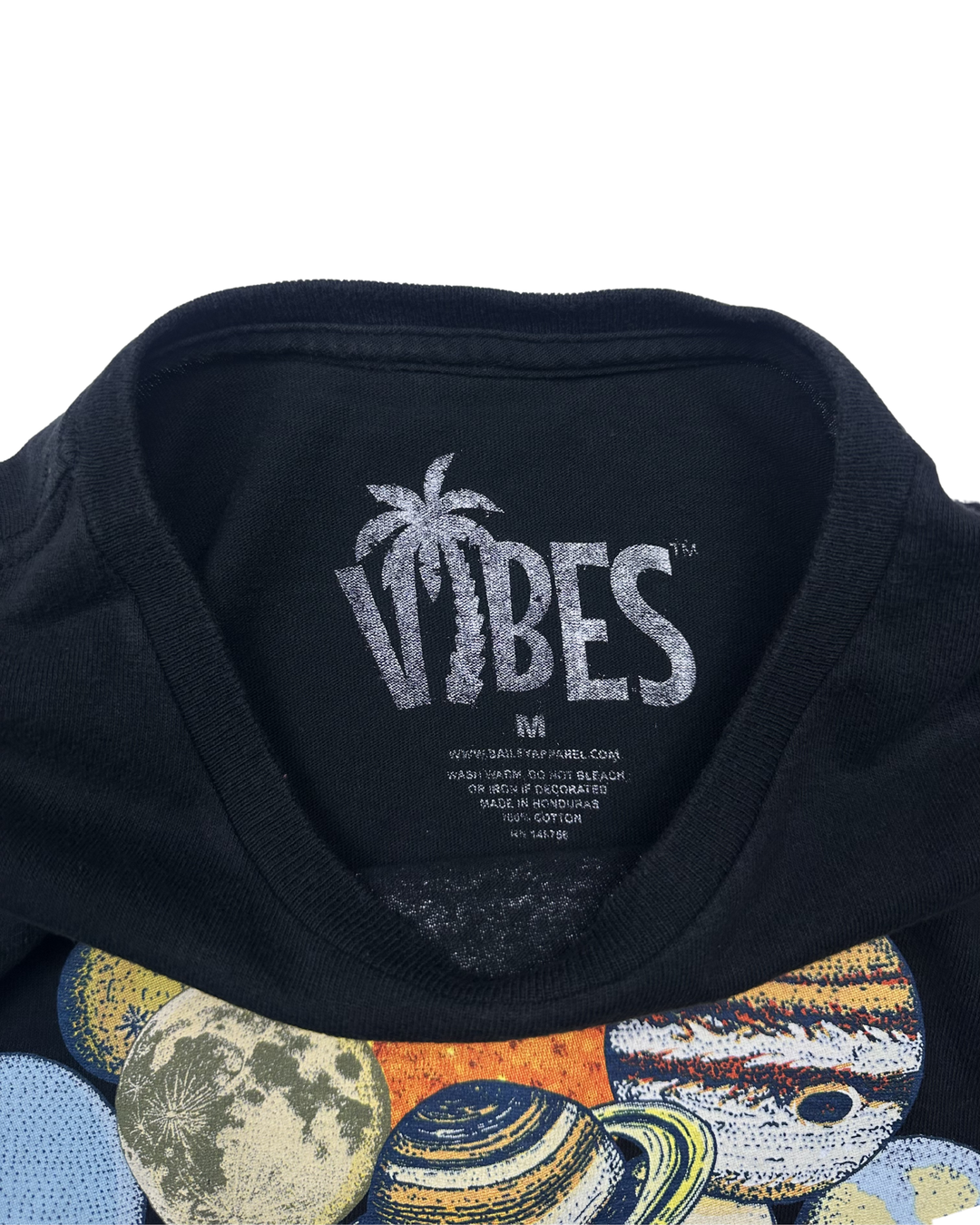 Vibes Astronaut Planet Balloons Graphic T-Shirt (Medium)