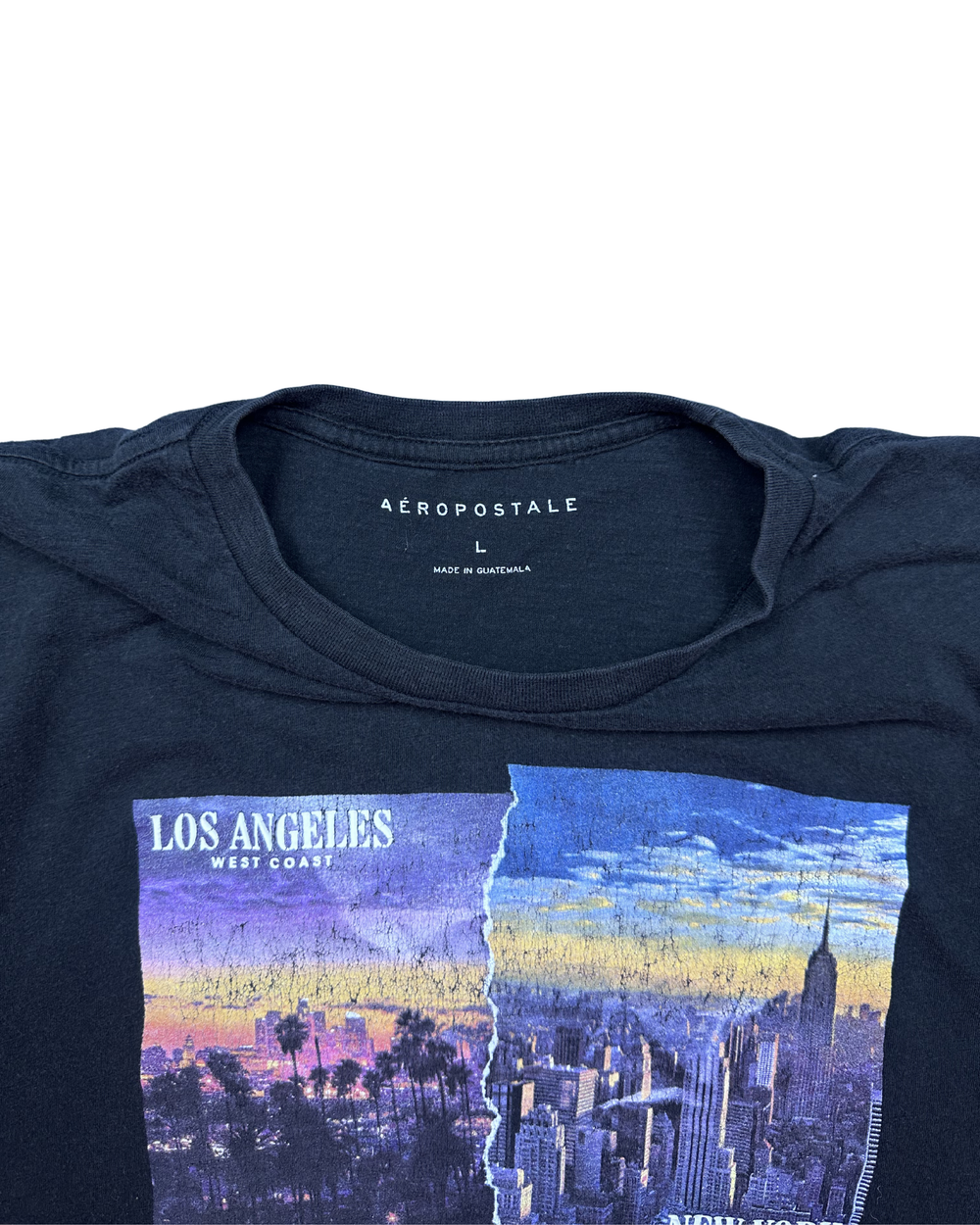 Aeropostale Los Angeles New York Skyline Graphic T-Shirt (Large)