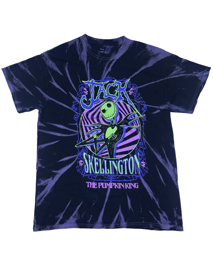 Disney Jack Skellington Nightmare Before Christmas Tie-Dye Graphic T-Shirt (Medium)