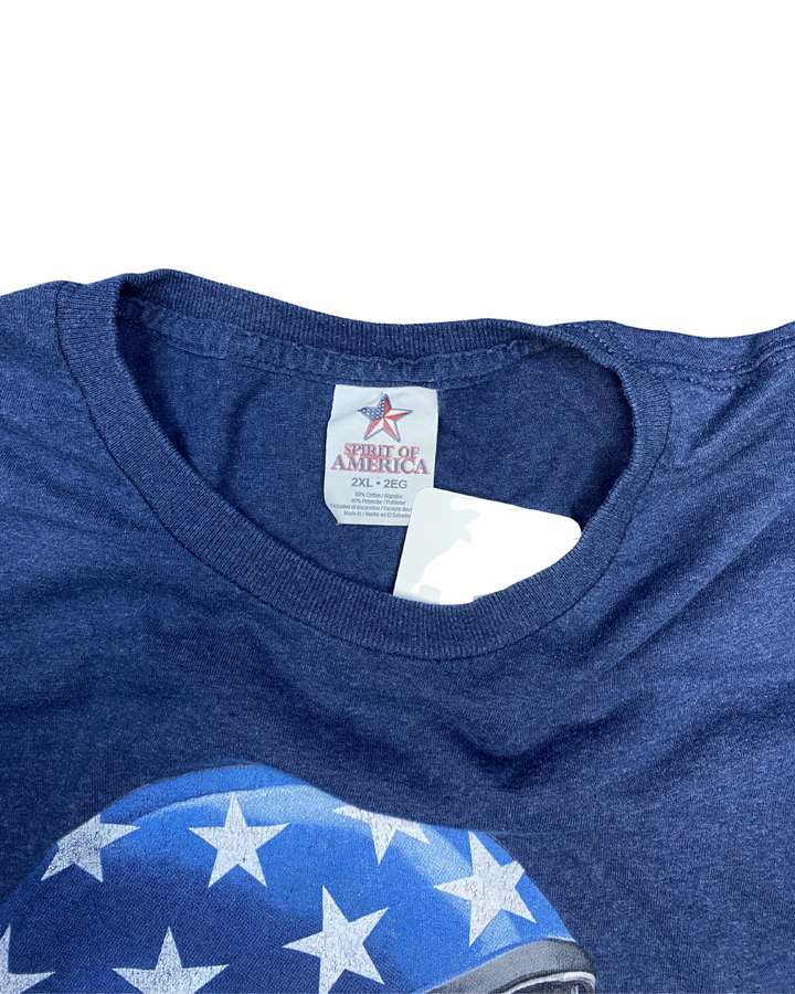 Spirit of America Patriotic Bald Eagle American Flag Helmet Graphic T-Shirt (2XL)