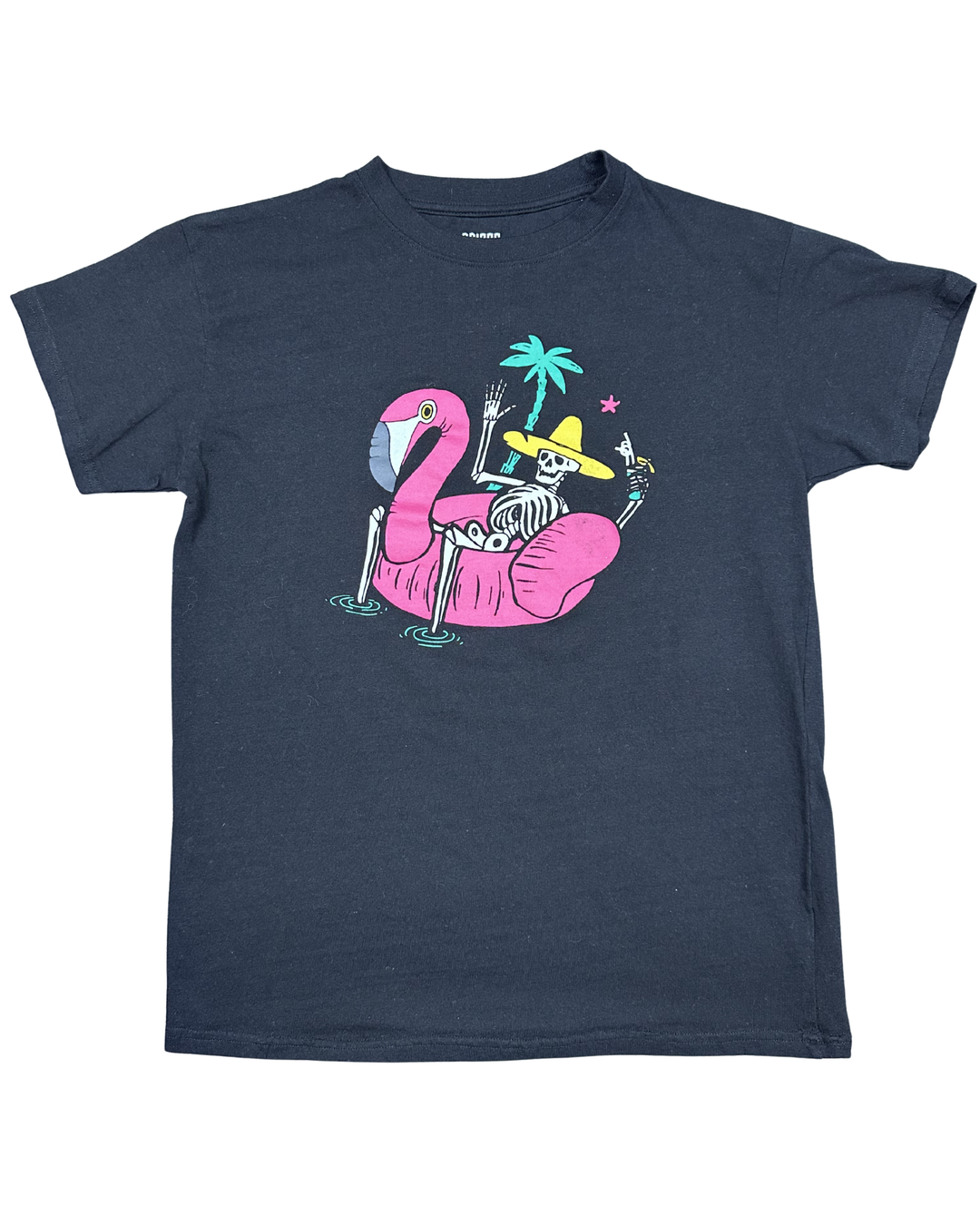 Brisco Brands Skeleton Flamingo Graphic T-Shirt (Medium)