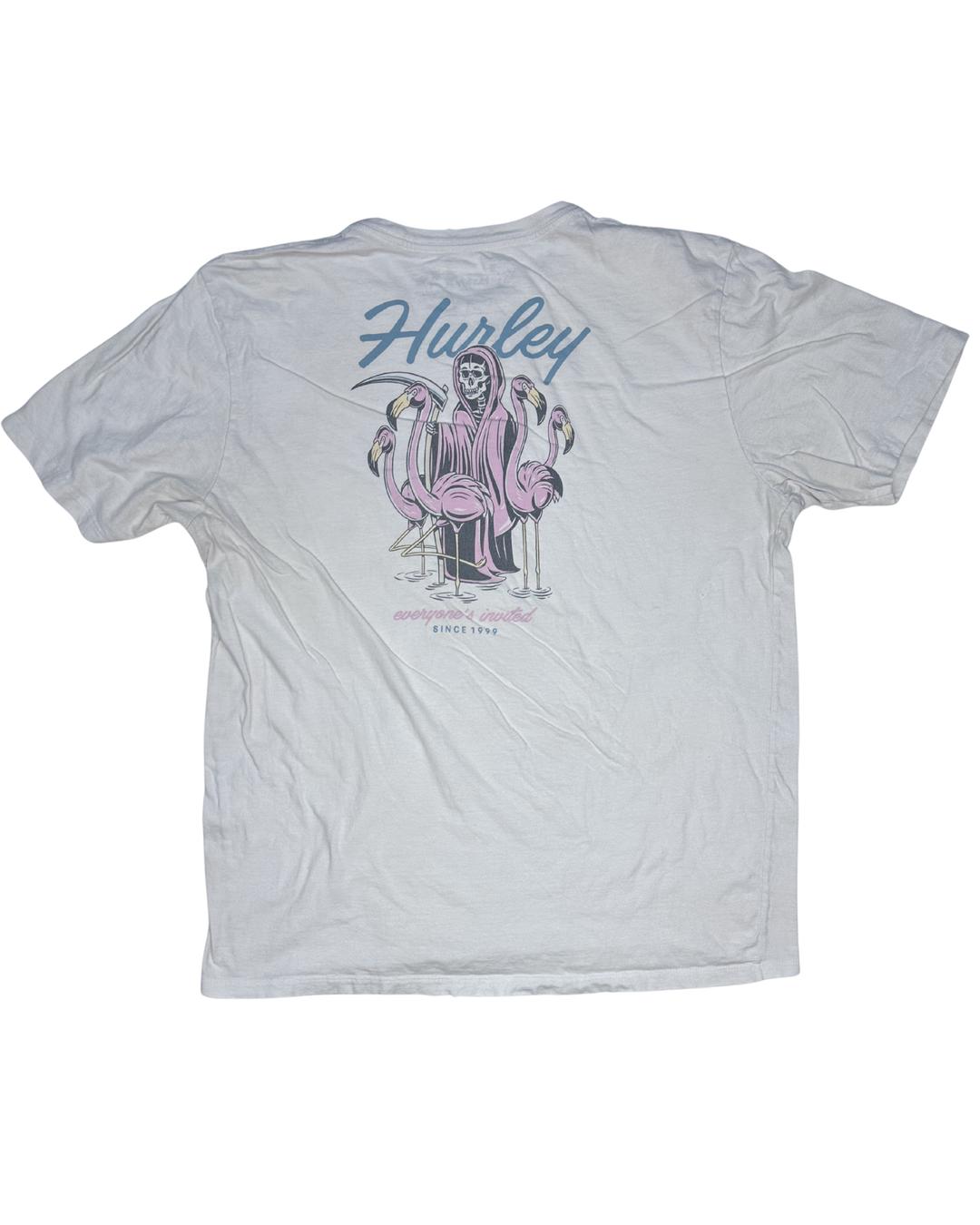 Hurley Grim Reaper Flamingos Back Graphic T-Shirt (Large)