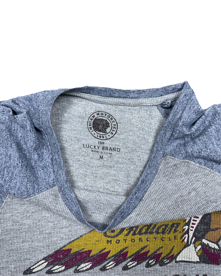 Lucky Brand Indian Motorcycle Spirit Lake Iowa Raglan T-Shirt (Medium)