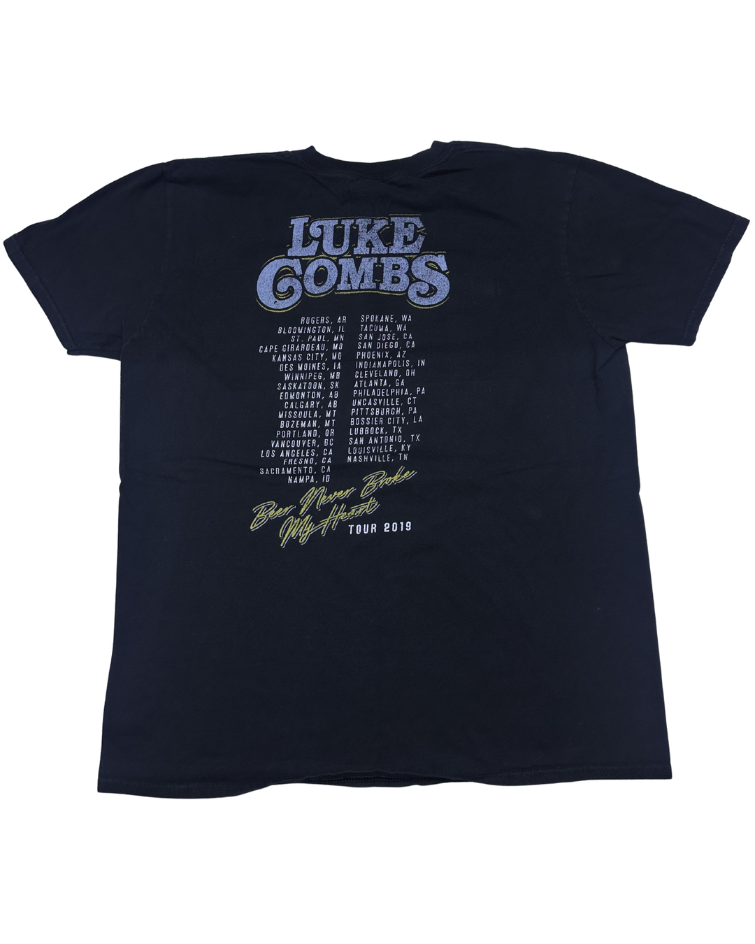 Luke Combs Beer Never Broke My Heart Tour 2019 Band T-Shirt (large)