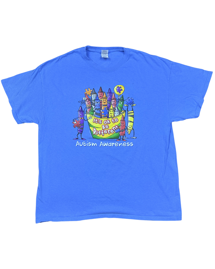 Autism Awareness It's OK to Be Different Crayons Graphic T-Shirt (XL)