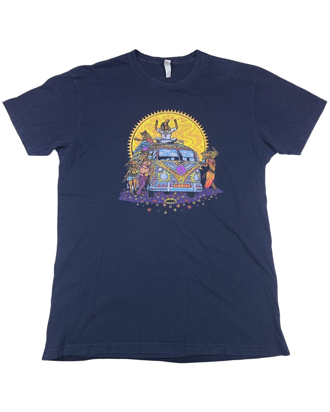 Hippie VW Bus Psychedelic Graphic T-Shirt (Large)