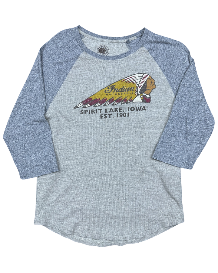 Lucky Brand Indian Motorcycle Spirit Lake Iowa Raglan T-Shirt (Medium)
