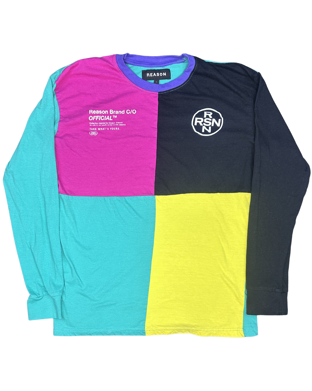 Reason Brand Color Block Long Sleeve T-Shirt (Large)