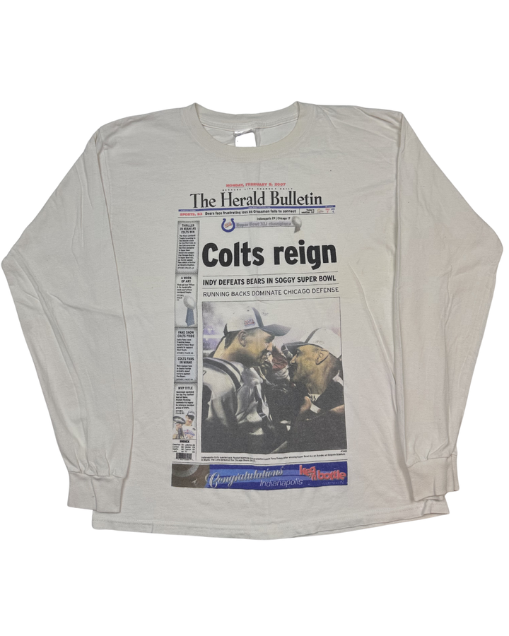 Indianapolis Colts Super Bowl XLI Herald Bulletin Long Sleeve T-Shirt (medium)