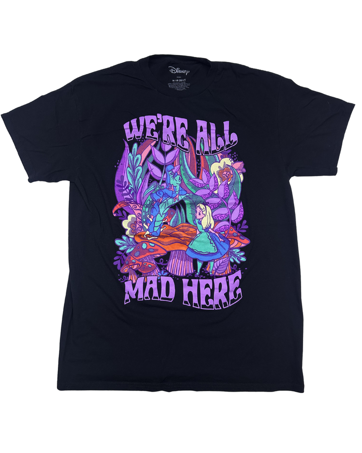 Disney Alice in Wonderland We're All Mad Here Graphic T-Shirt (medium)