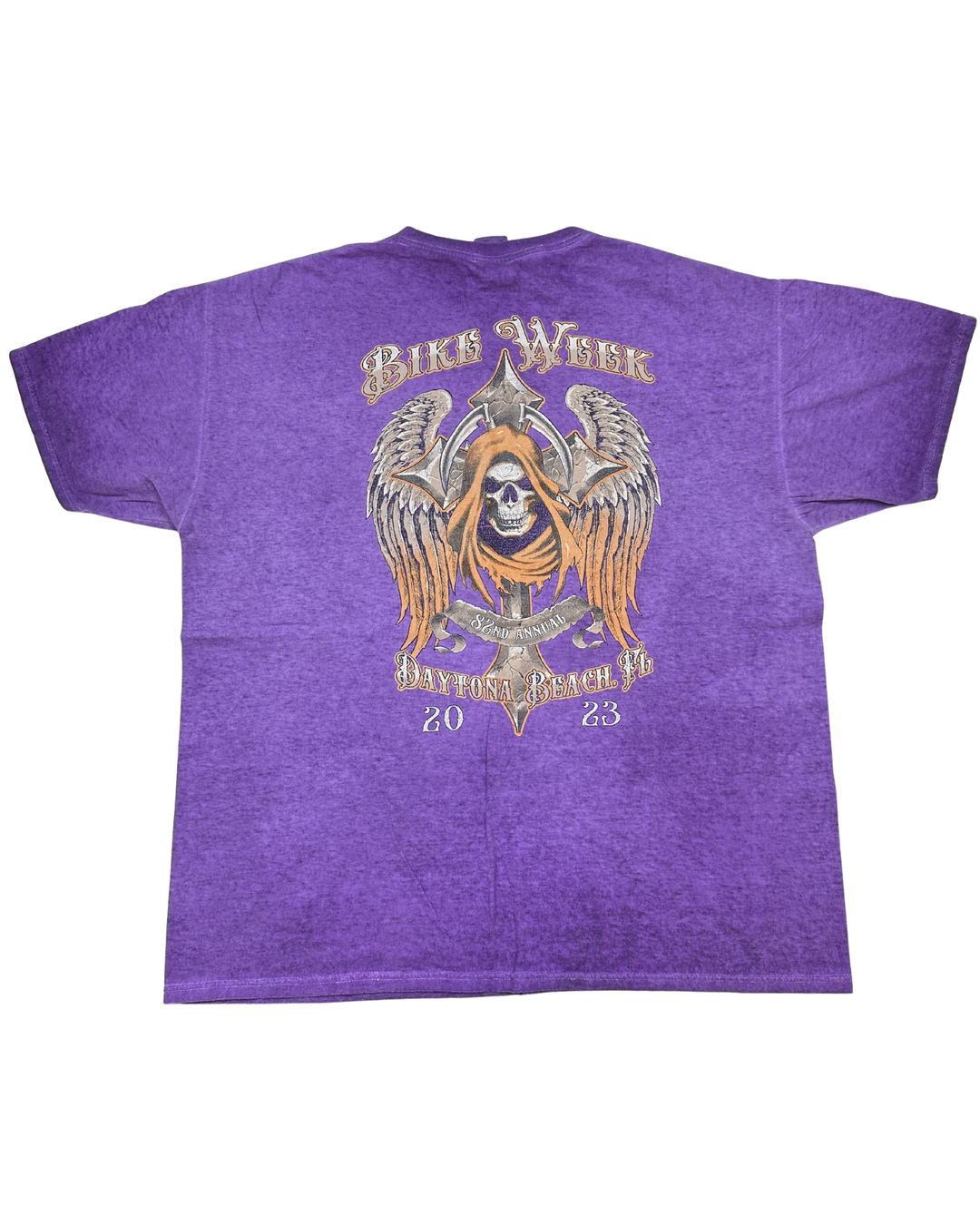 Bike Week 2023 Daytona Beach Skull Graphic Pocket T-Shirt (2XL)