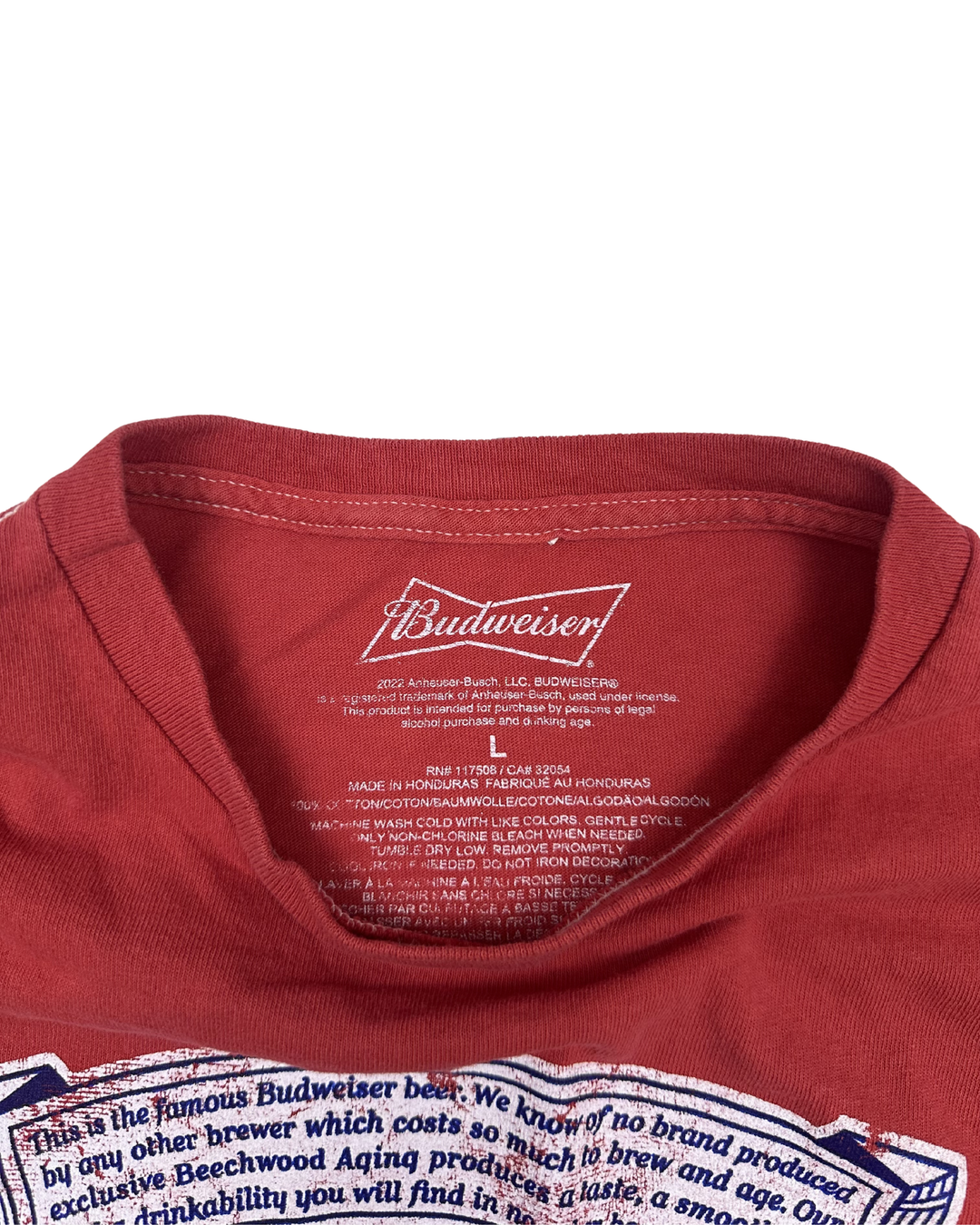 Budweiser King of Beers Vintage Label T-Shirt (large)