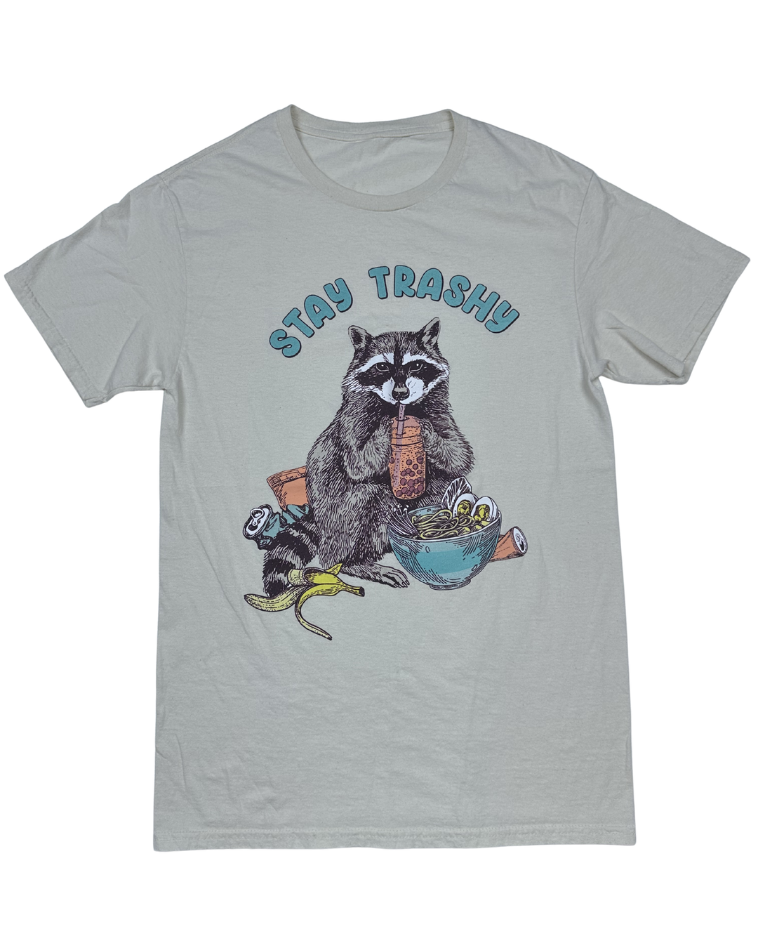 Stay Trashy Raccoon Graphic T-Shirt (Medium)