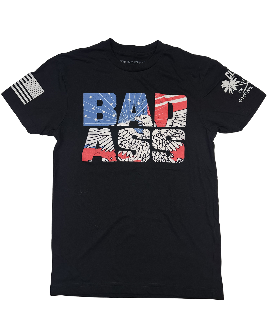 Grunt Style Bad Ass American Flag Eagle T-Shirt (small)