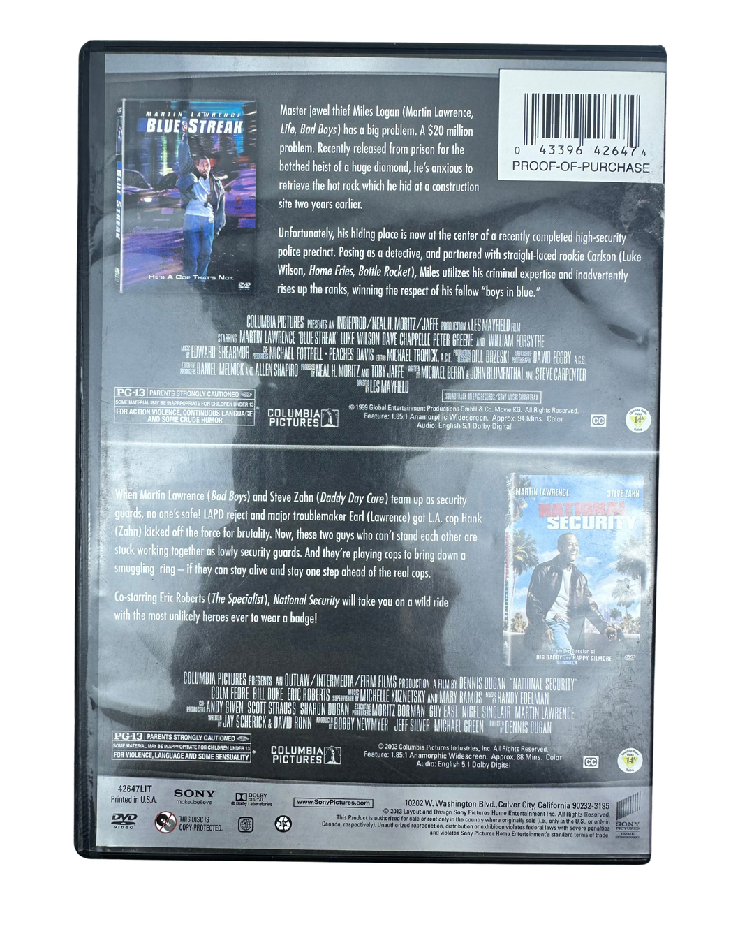 Blue Streak/National Security DVD